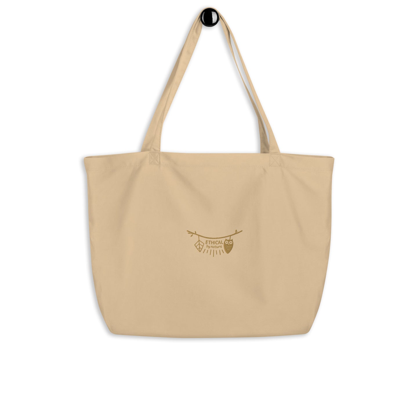 Large Organic Tote Bag: Ethical by Nature | Owl Embroidered Eco-Friendly Fashion USA by Dudeily Oyster Dudeily