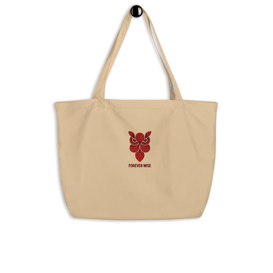 Owl Large Organic Tote Bag: 'Forever Wise' in Fall | Sustainable Fashion USA Oyster Dudeily