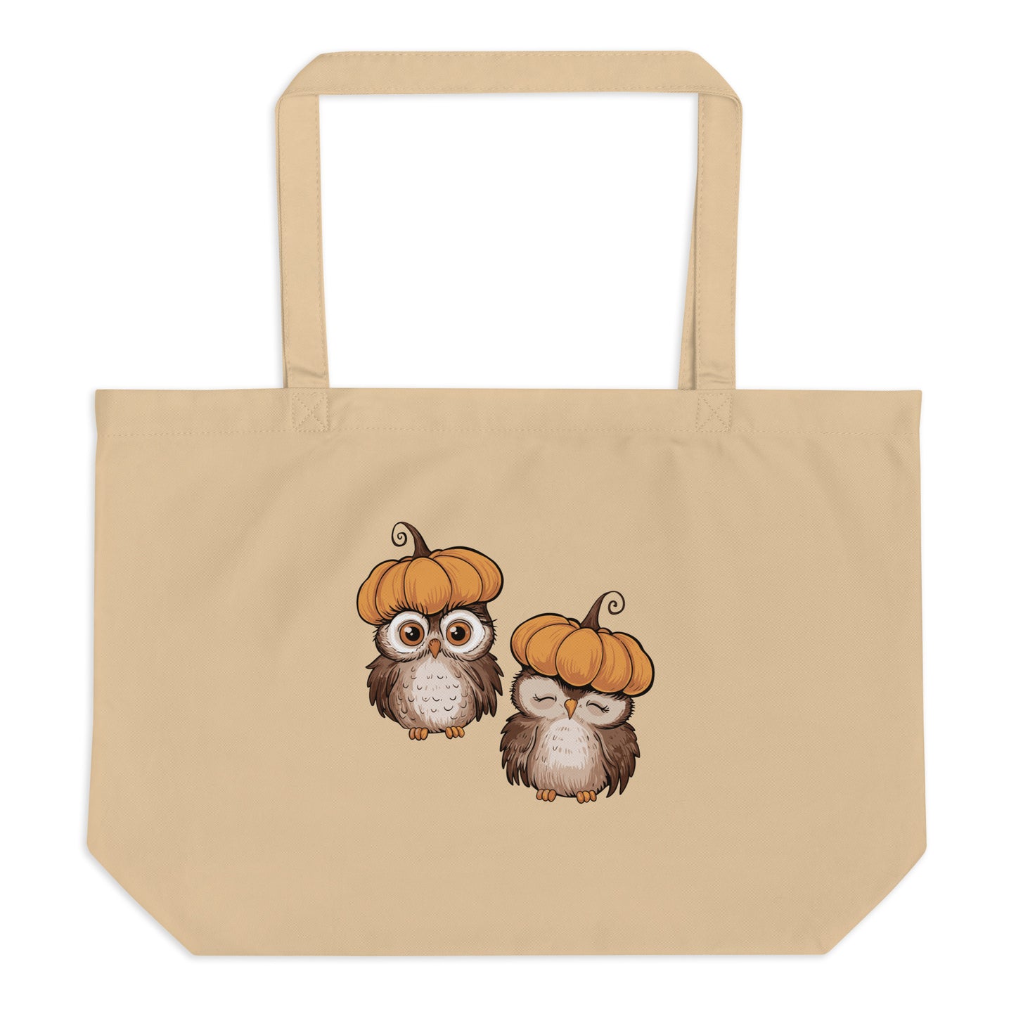 Large Organic Tote Bag: Halloween Owl Eco-Friendly Style USA Dudeily