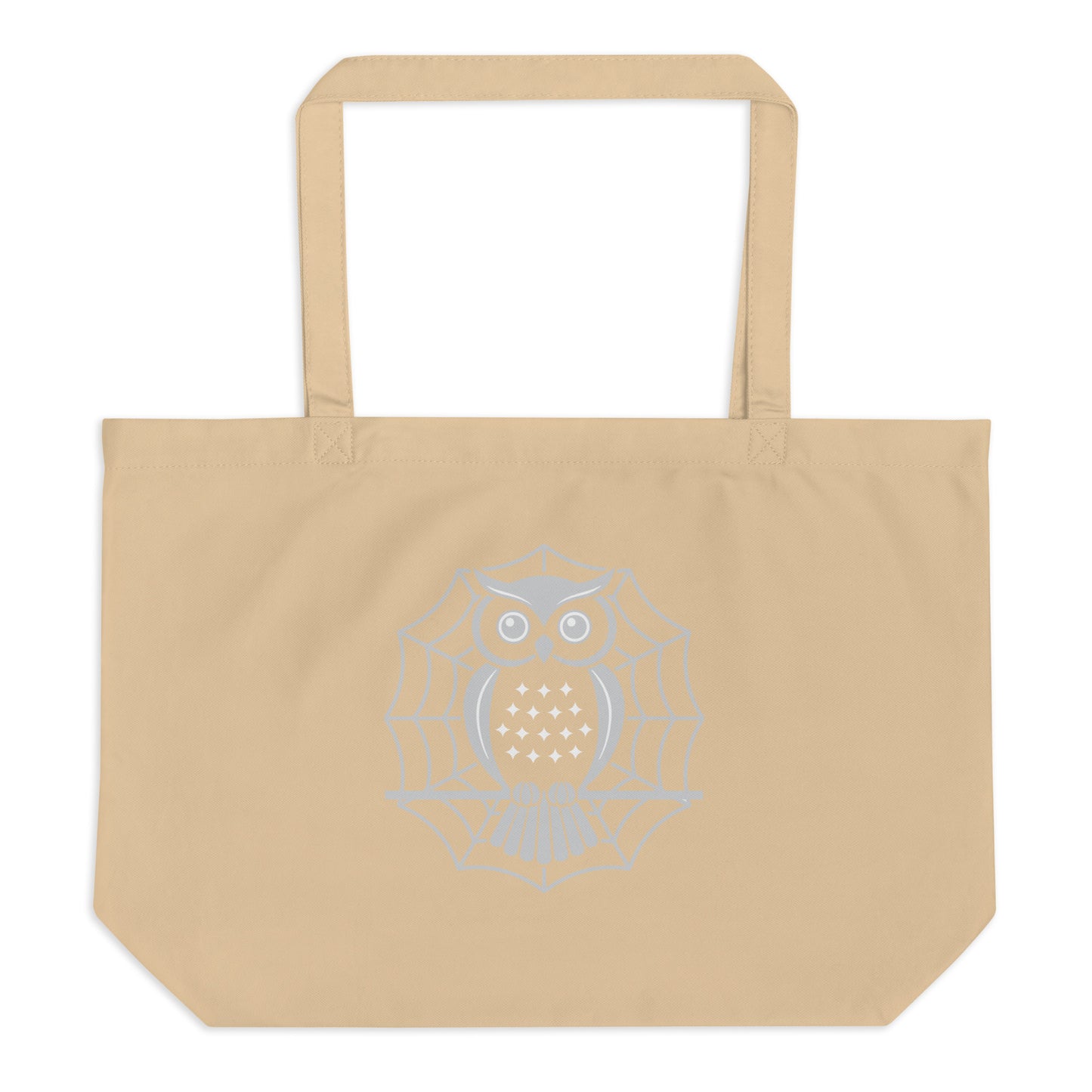 Large Organic Tote Bag: Halloween Owl Eco-Friendly Sustainable USA Dudeily