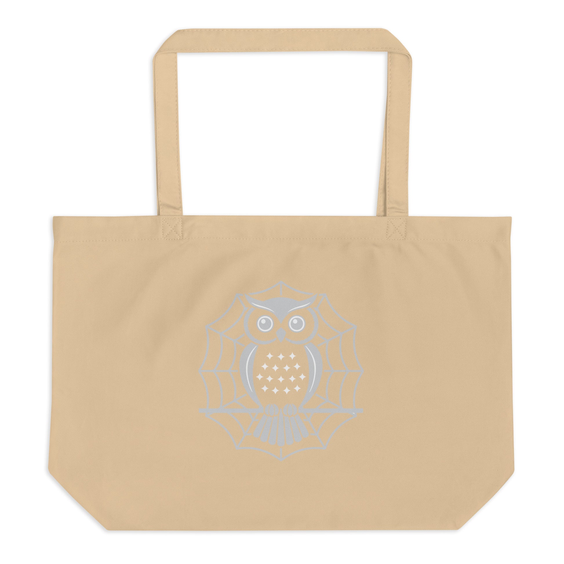 Large Organic Tote Bag: Halloween Owl Eco-Friendly Sustainable USA Dudeily