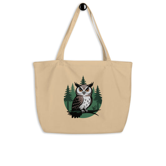 Large Organic Tote Bag – Forest Owl Print | Sustainable Owl Lifestyle Default Title Dudeily