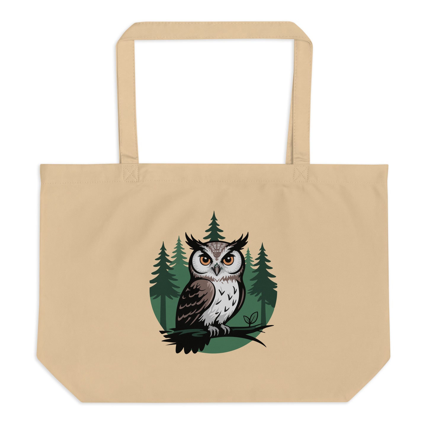 Large Organic Tote Bag – Forest Owl Print | Sustainable Owl Lifestyle Dudeily