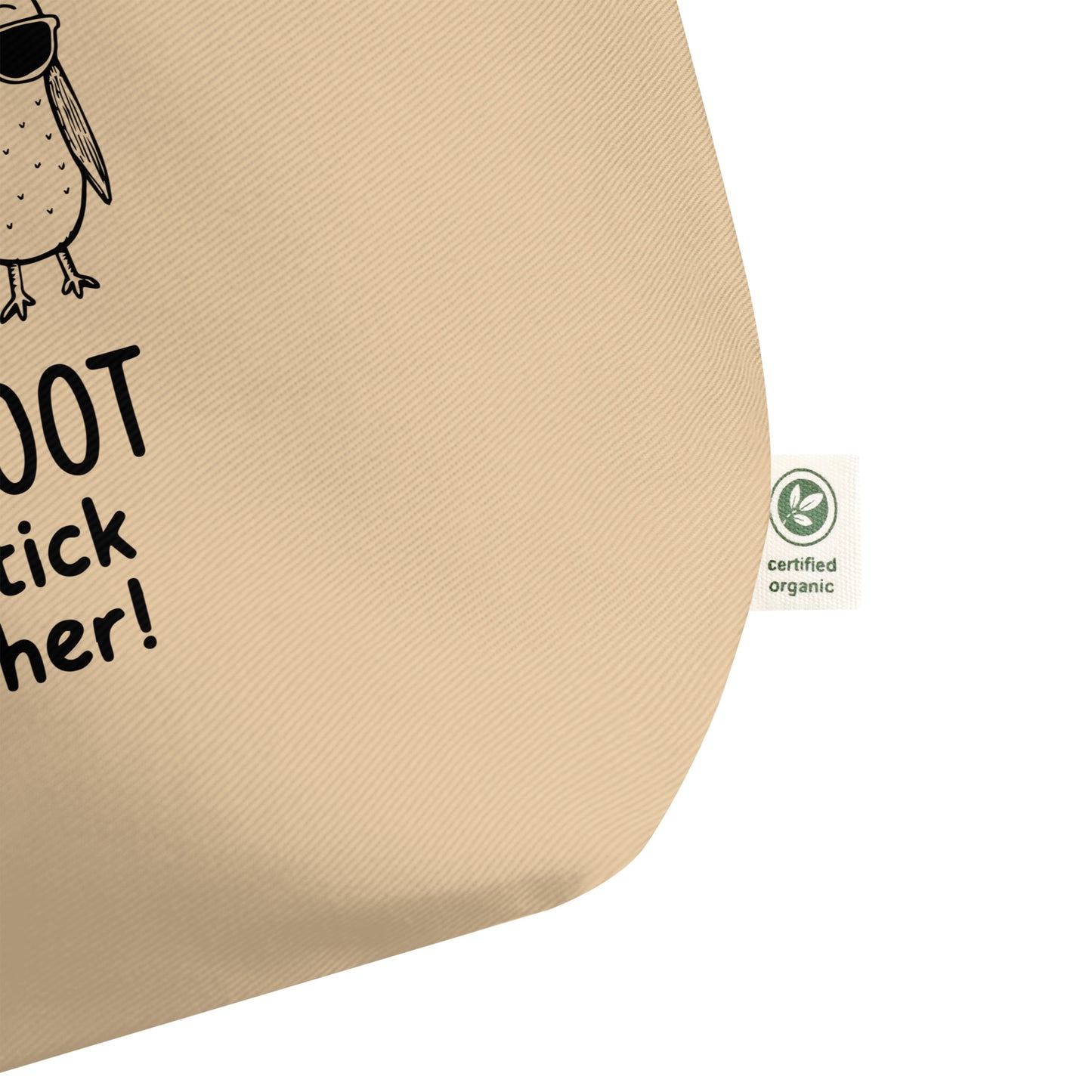 Large Organic Tote Bag: Hoot Hoot Let’s Stick Together! | Owl-Themed Sustainable Fashion USA by Dudeily Dudeily