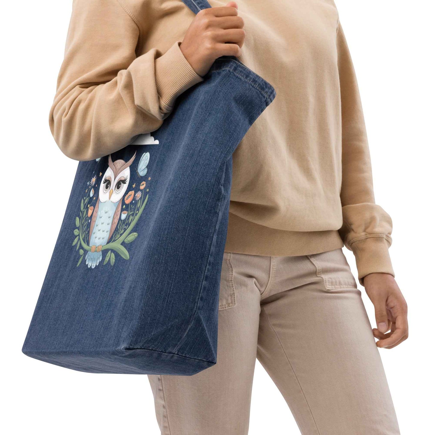 Owl Organic Denim Tote Bags - Durable & Sustainable Fashion Dudeily