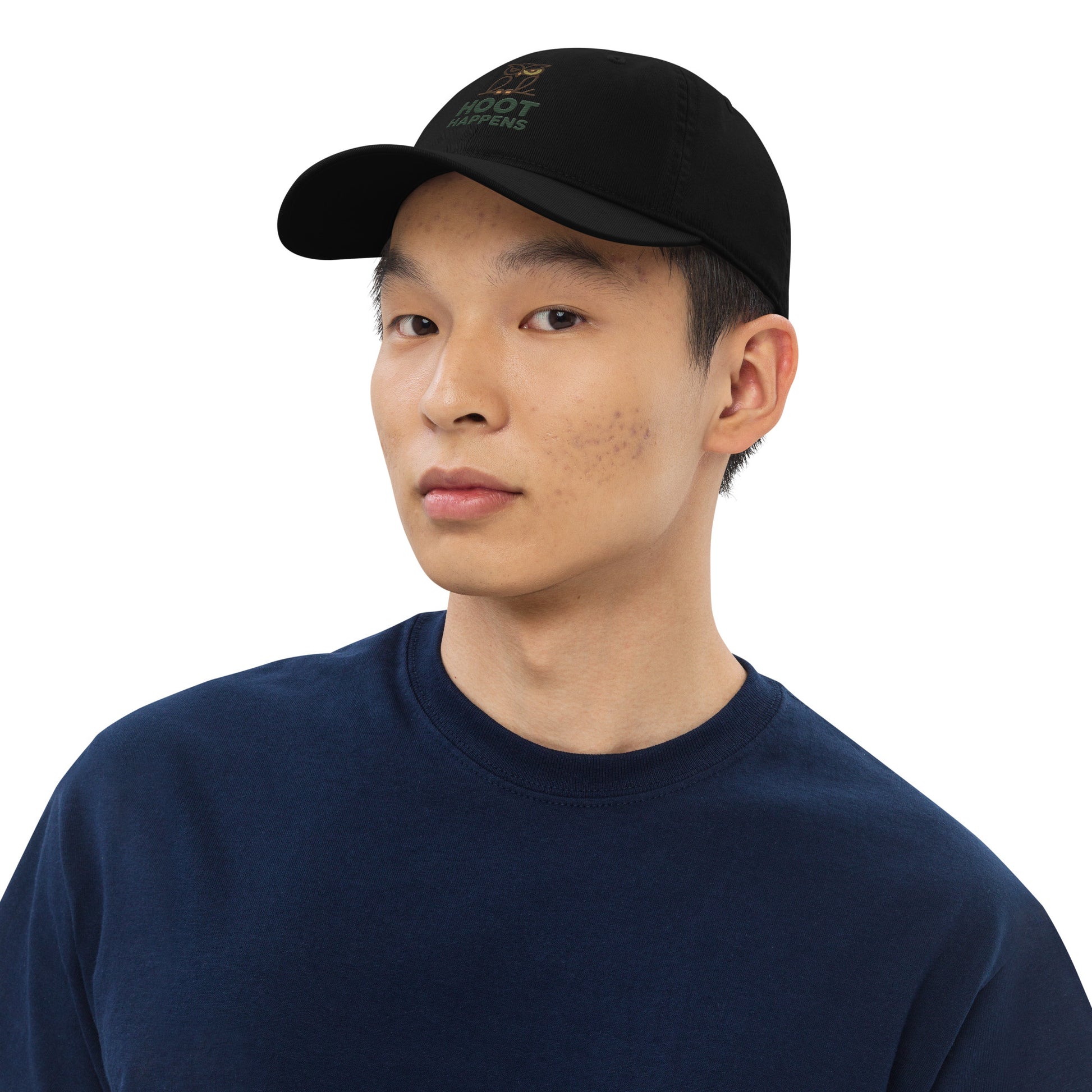 Owl-Themed Embroidered Organic Dad Hat | Sustainable Fashion USA – Eco-Friendly Owl Apparel Black Dudeily