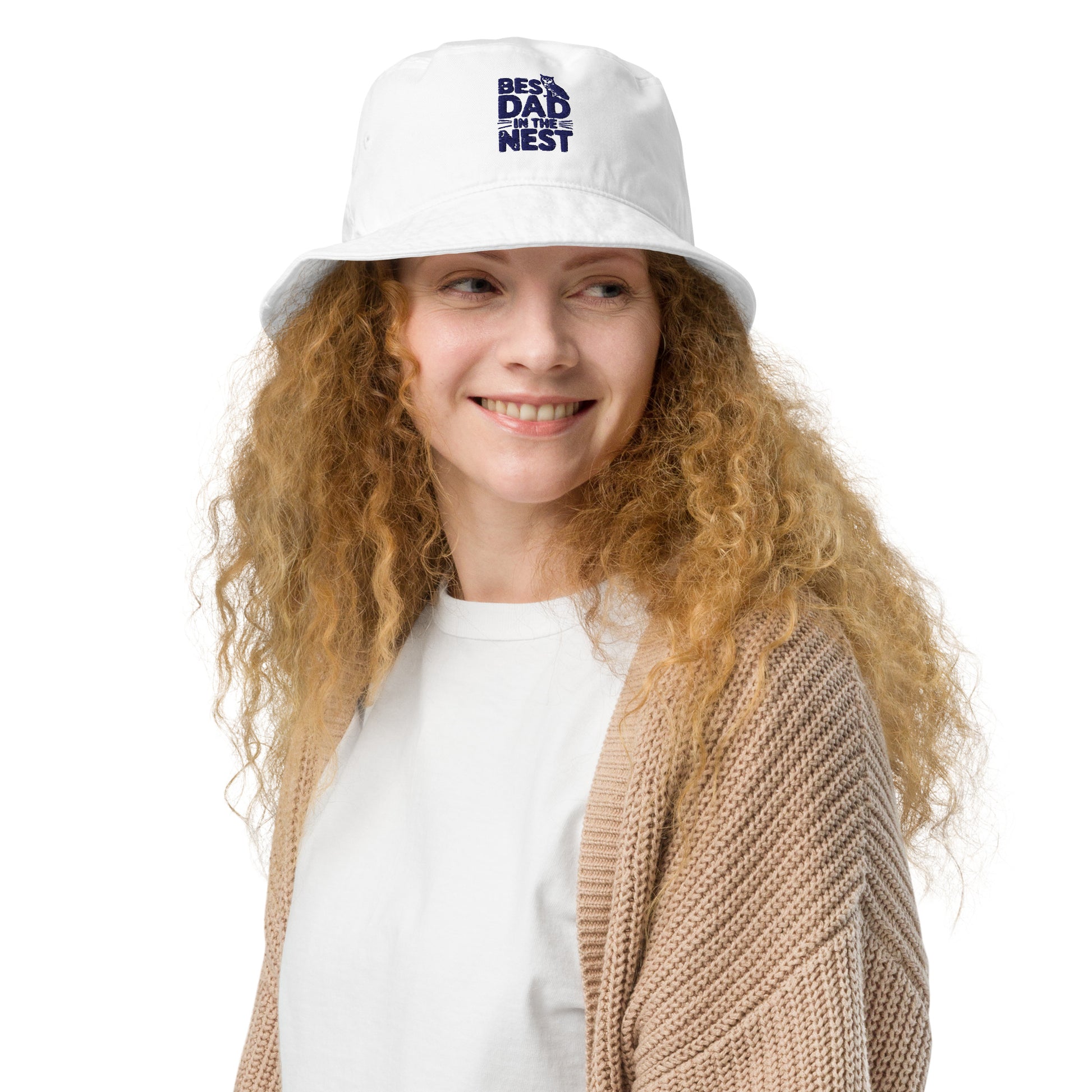 Owl-Themed Embroidered Organic Bucket Hat | Sustainable Style for Eco-Conscious Explorers Bio White Dudeily