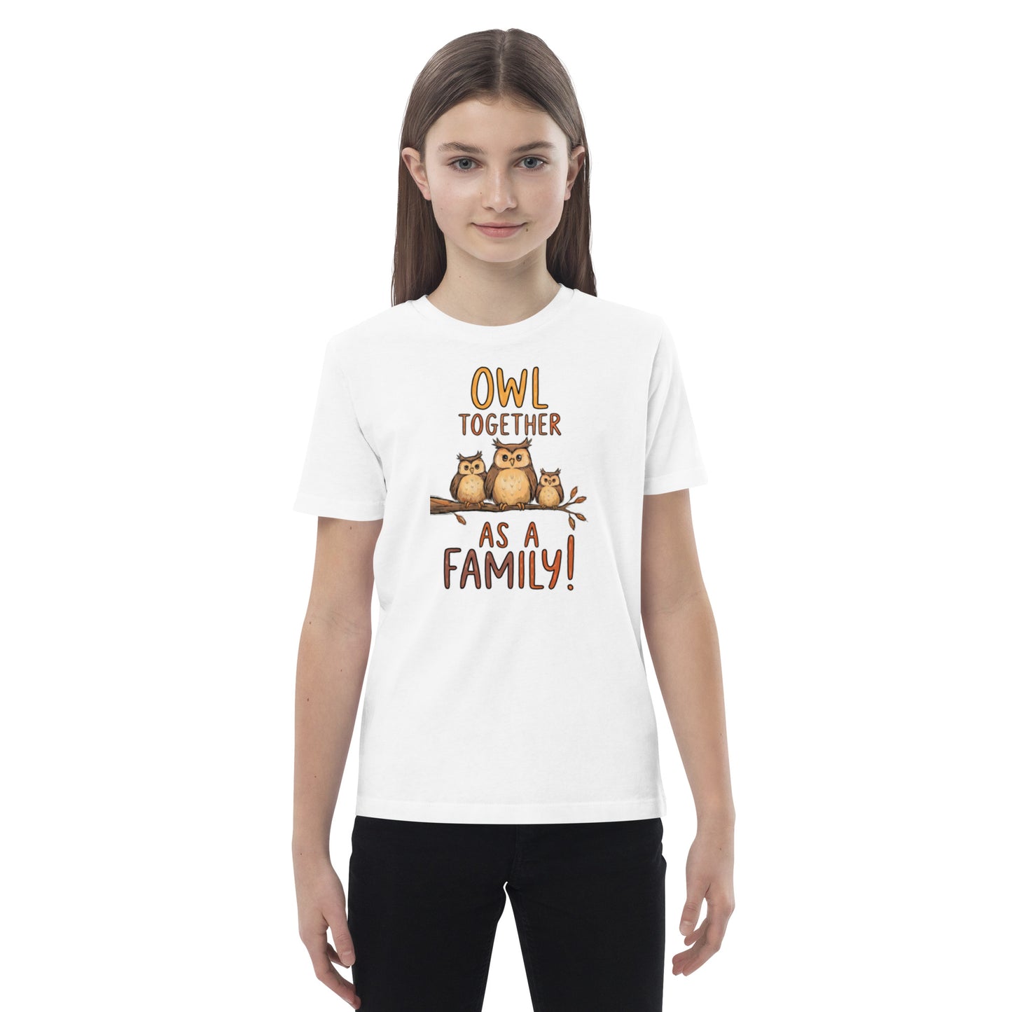 Organic Cotton Kids T-Shirt – OwlCub Sustainable Fashion Tee for Fun Family Days White Dudeily