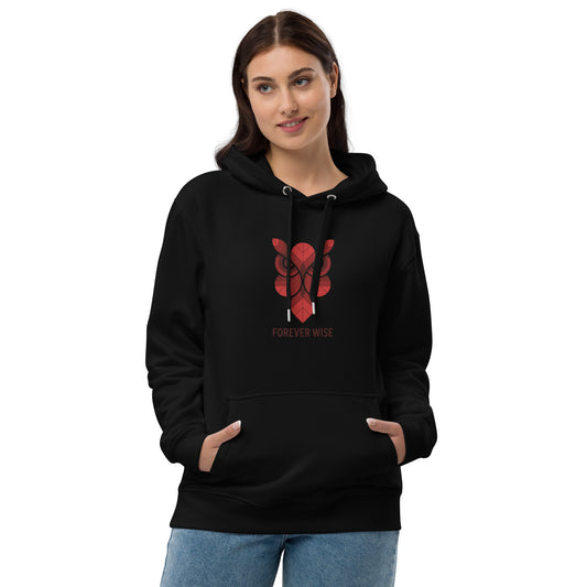 Premium Eco Hoodie: 'Forever Wise' in Fall | Sustainable Owl Fashion USA Black Dudeily