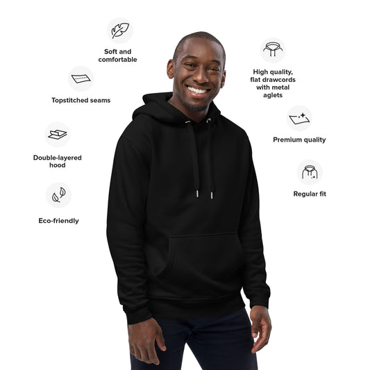 Premium Eco Hoodie: Owl Eyes on the Future | Owl Embroidered Sustainable Fashion Dudeily