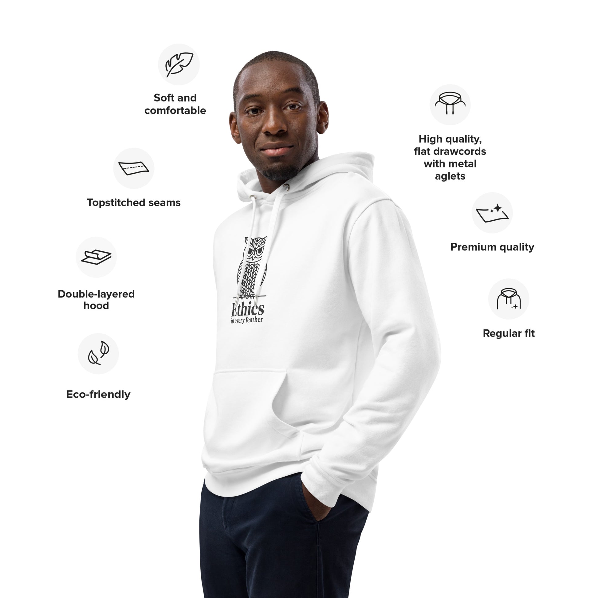 Premium Eco Hoodie: 'Ethics in Every Feather' | Sustainable Owl Fashion USA Dudeily