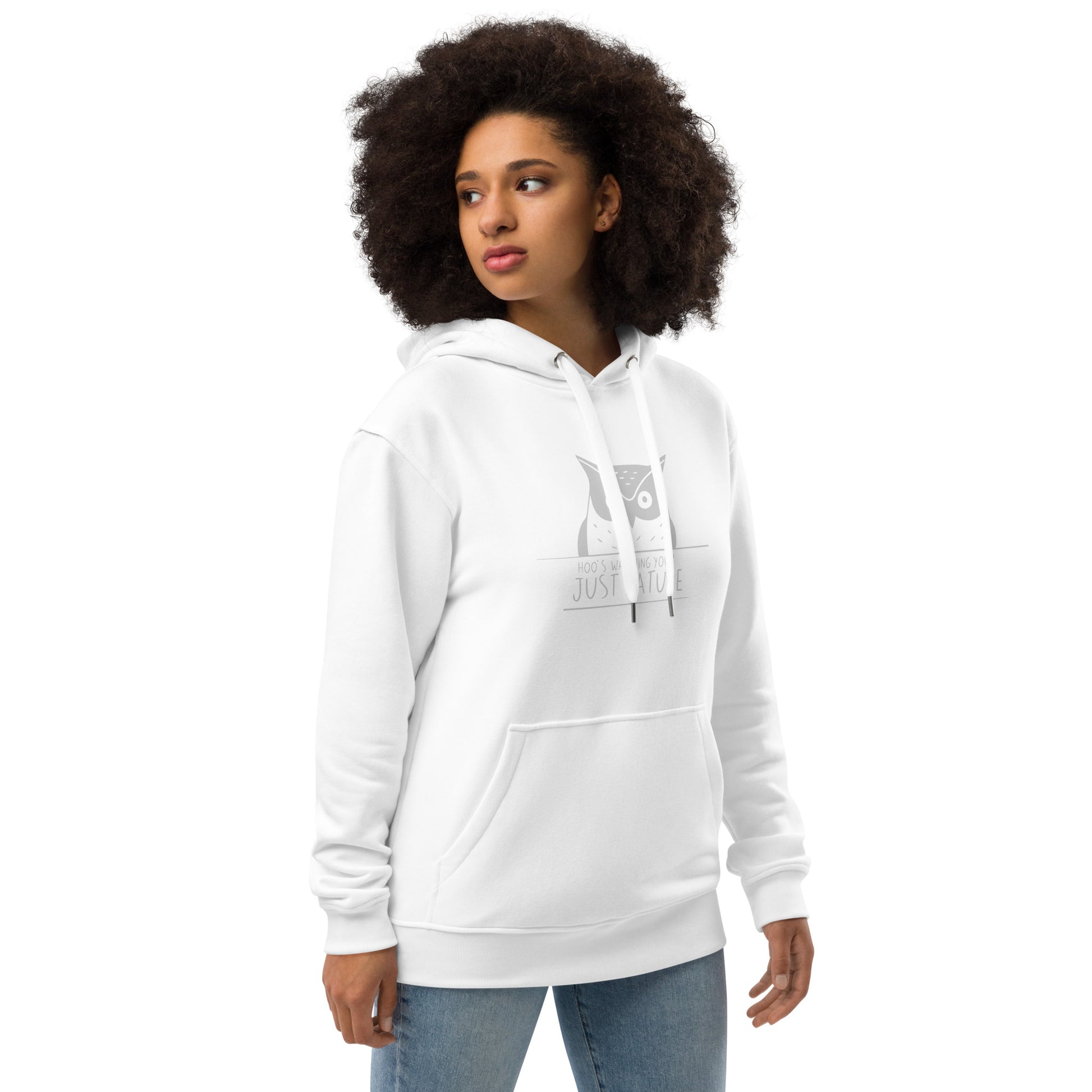 Premium Eco Hoodie: 'Hoo's Watching You? Just Nature' in Fall | Sustainable Owl Fashion USA Dudeily