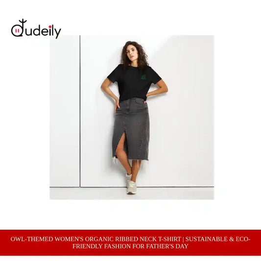 Owl-Themed Women's Organic Ribbed Neck T-Shirt | Sustainable & Eco-Friendly Fashion for Father's Day by@Outfy