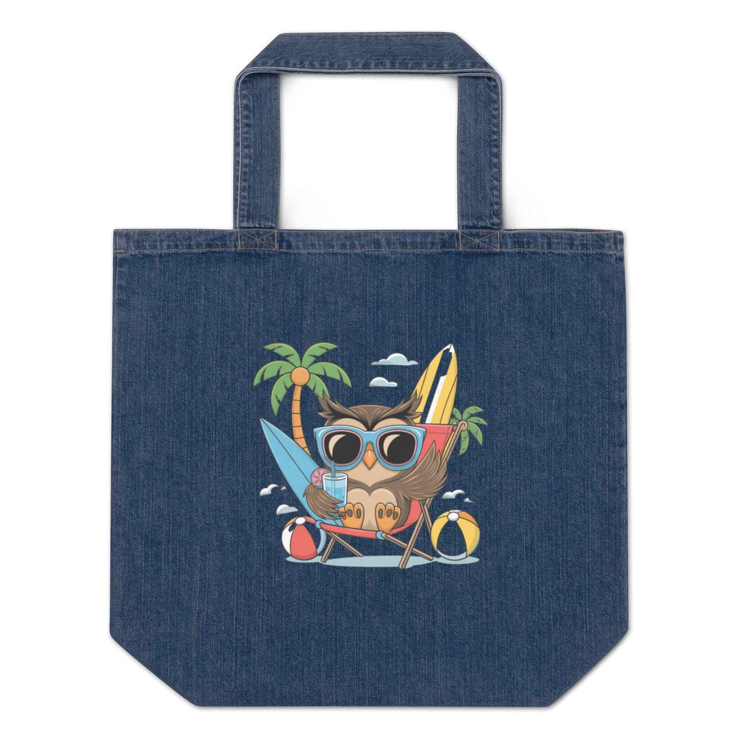 Owl Organic Denim Tote Bags - Sustainable Organic Denim Tote Bags for Everyday Durability Dudeily