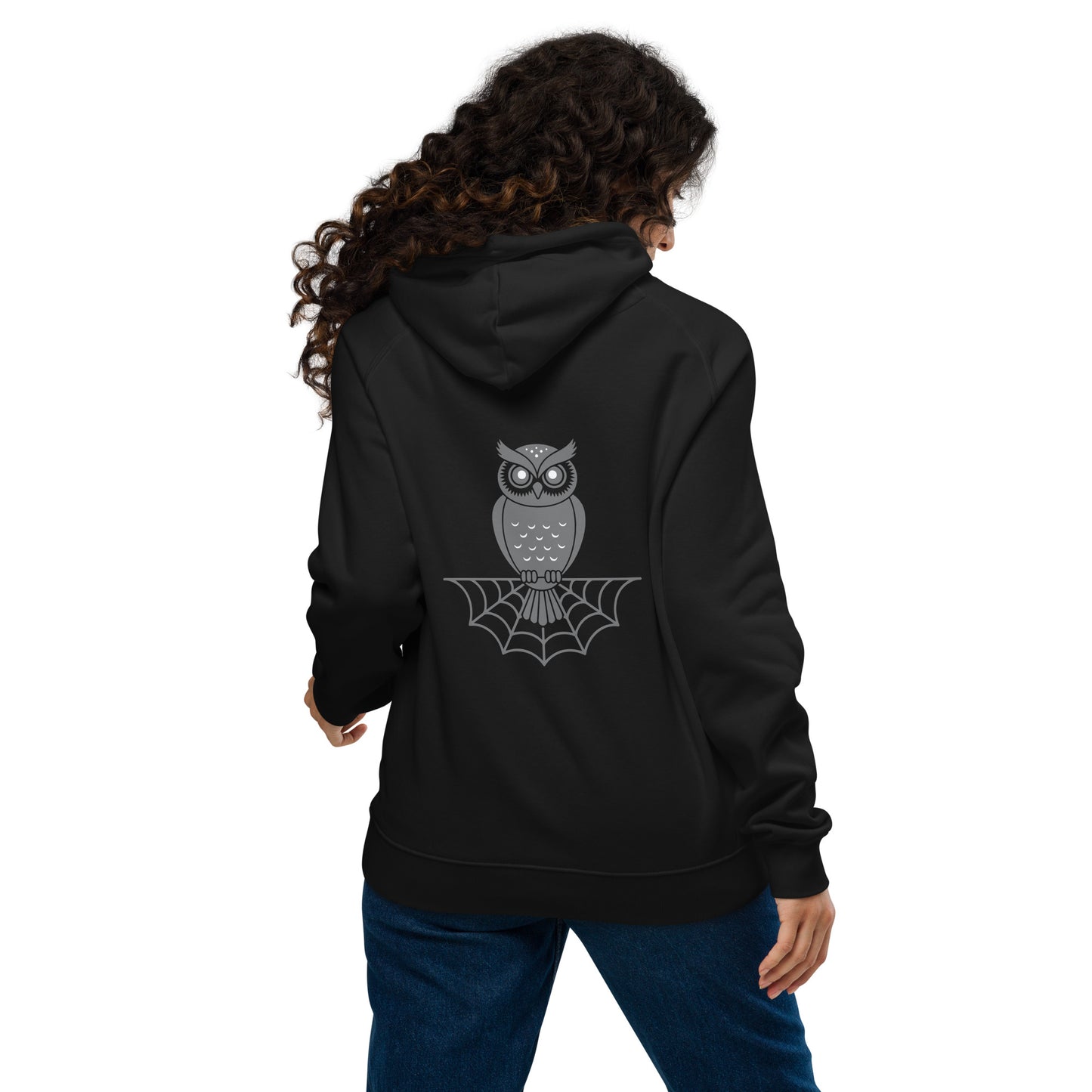 Unisex Eco Raglan Hoodie: Halloween Owl Sustainable Style USA Dudeily