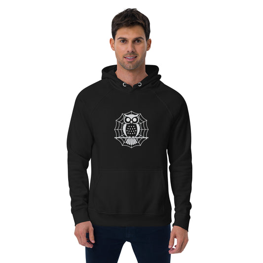 Unisex Eco Raglan Hoodie: Halloween Owl Cozy Sustainable Style USA Dudeily