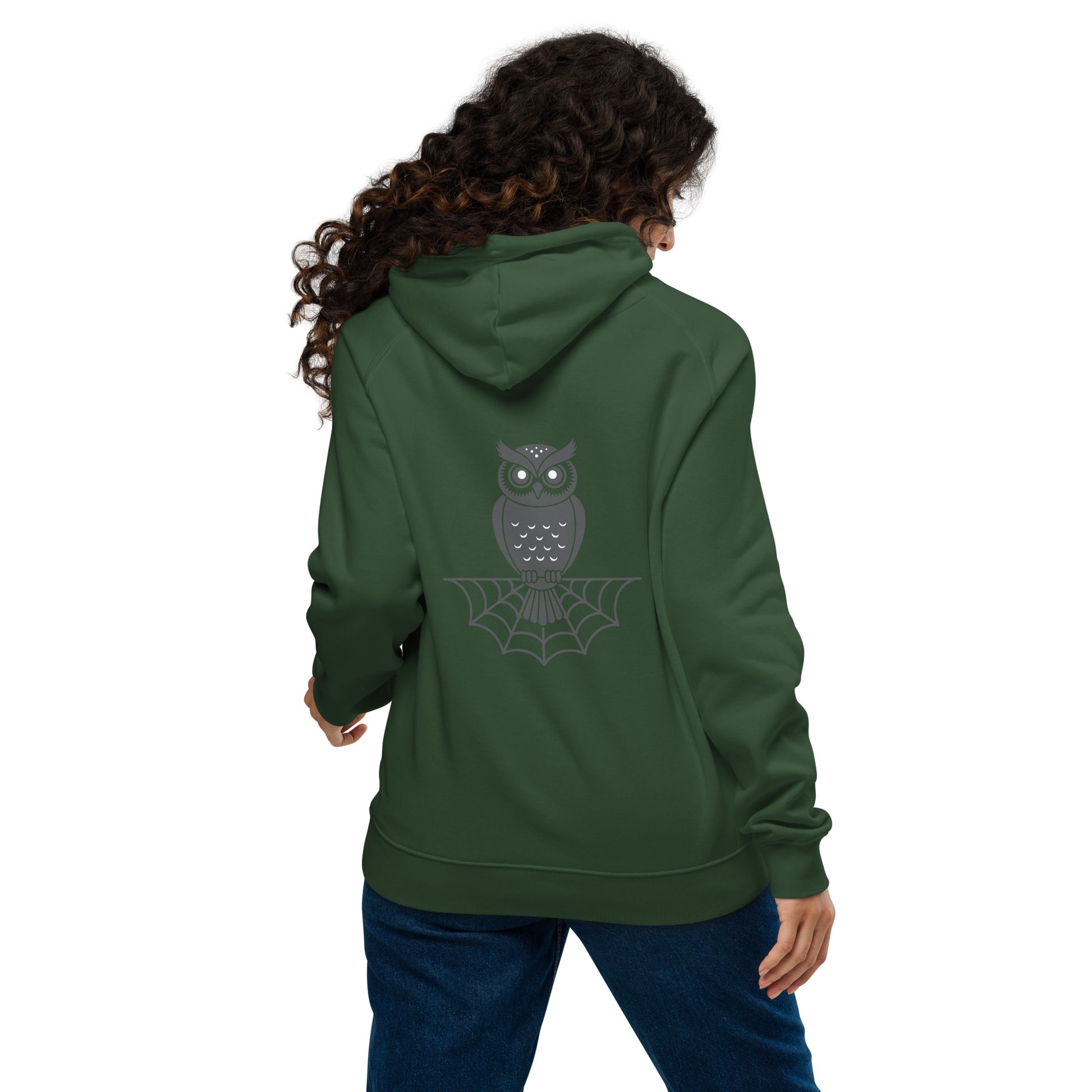Unisex Eco Raglan Hoodie: Halloween Owl Sustainable Style USA Dudeily