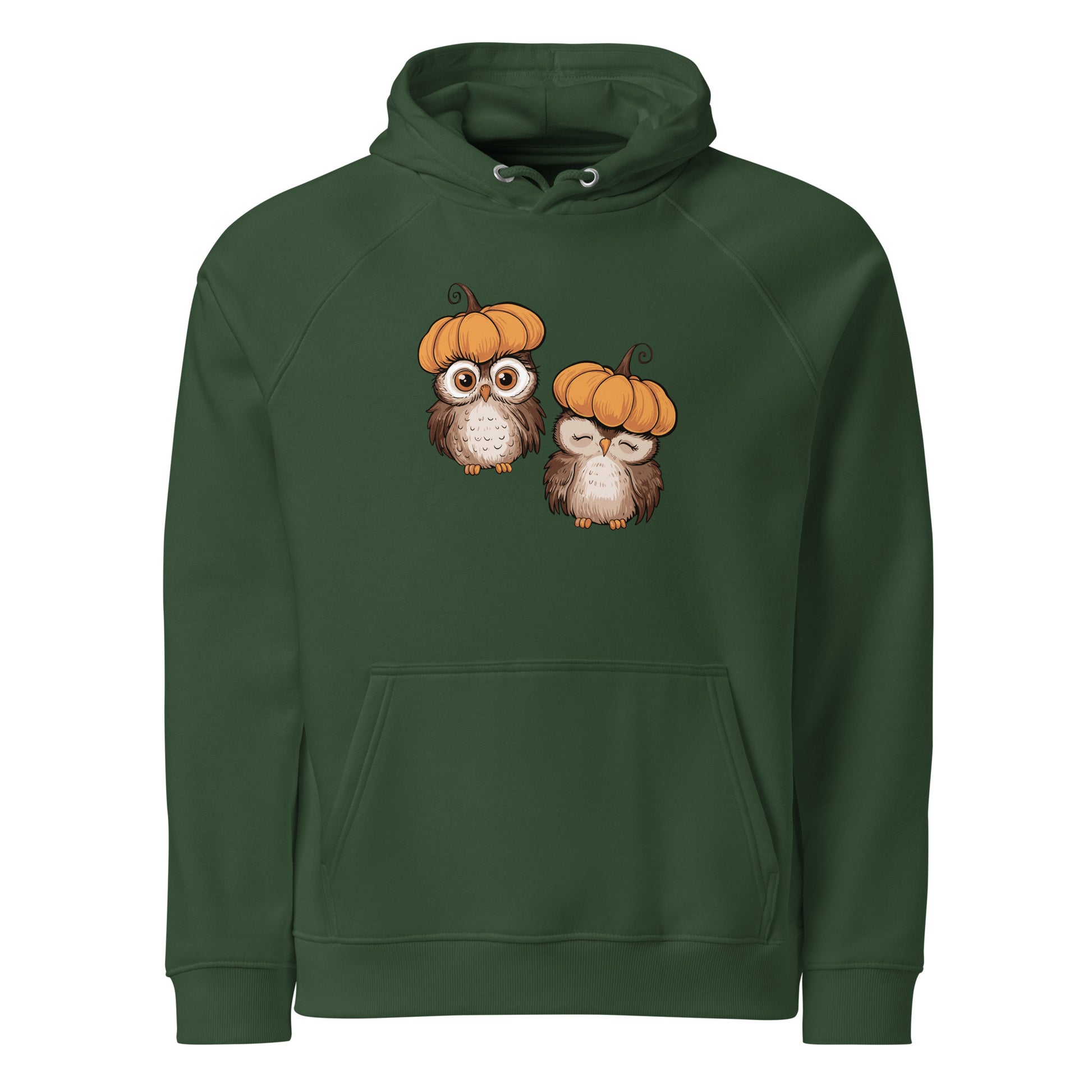 Unisex Eco Raglan Hoodie: Halloween Owl Sustainable Style USA Dudeily
