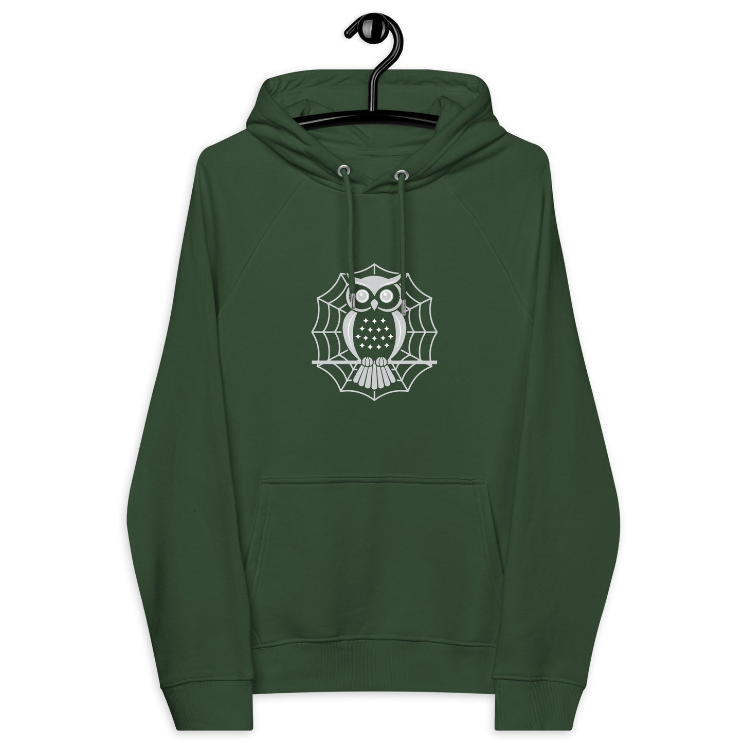 Unisex Eco Raglan Hoodie: Halloween Owl Cozy Sustainable Style USA Dudeily