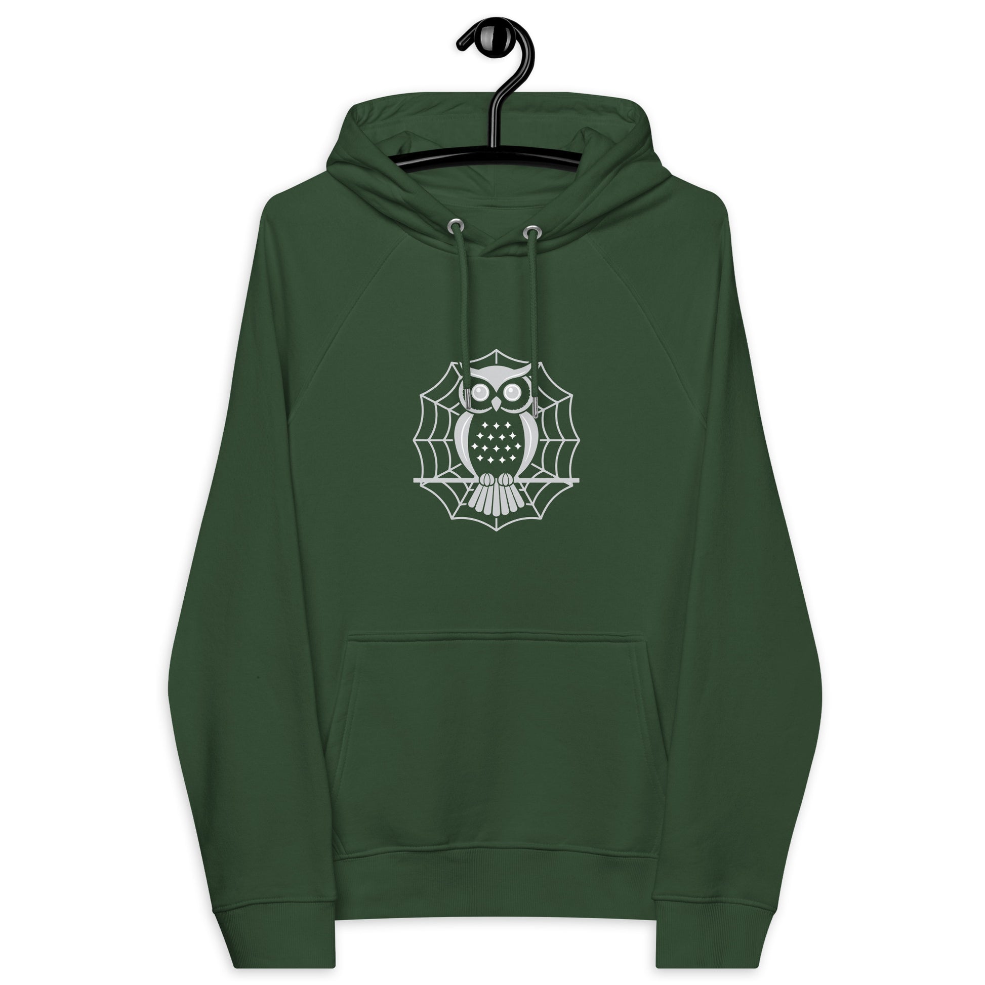Unisex Eco Raglan Hoodie: Halloween Owl Cozy Sustainable Style USA Dudeily