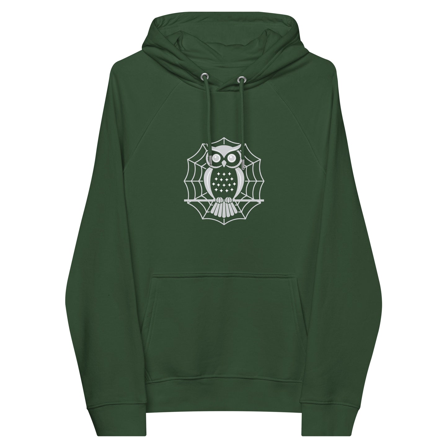 Unisex Eco Raglan Hoodie: Halloween Owl Cozy Sustainable Style USA Dudeily