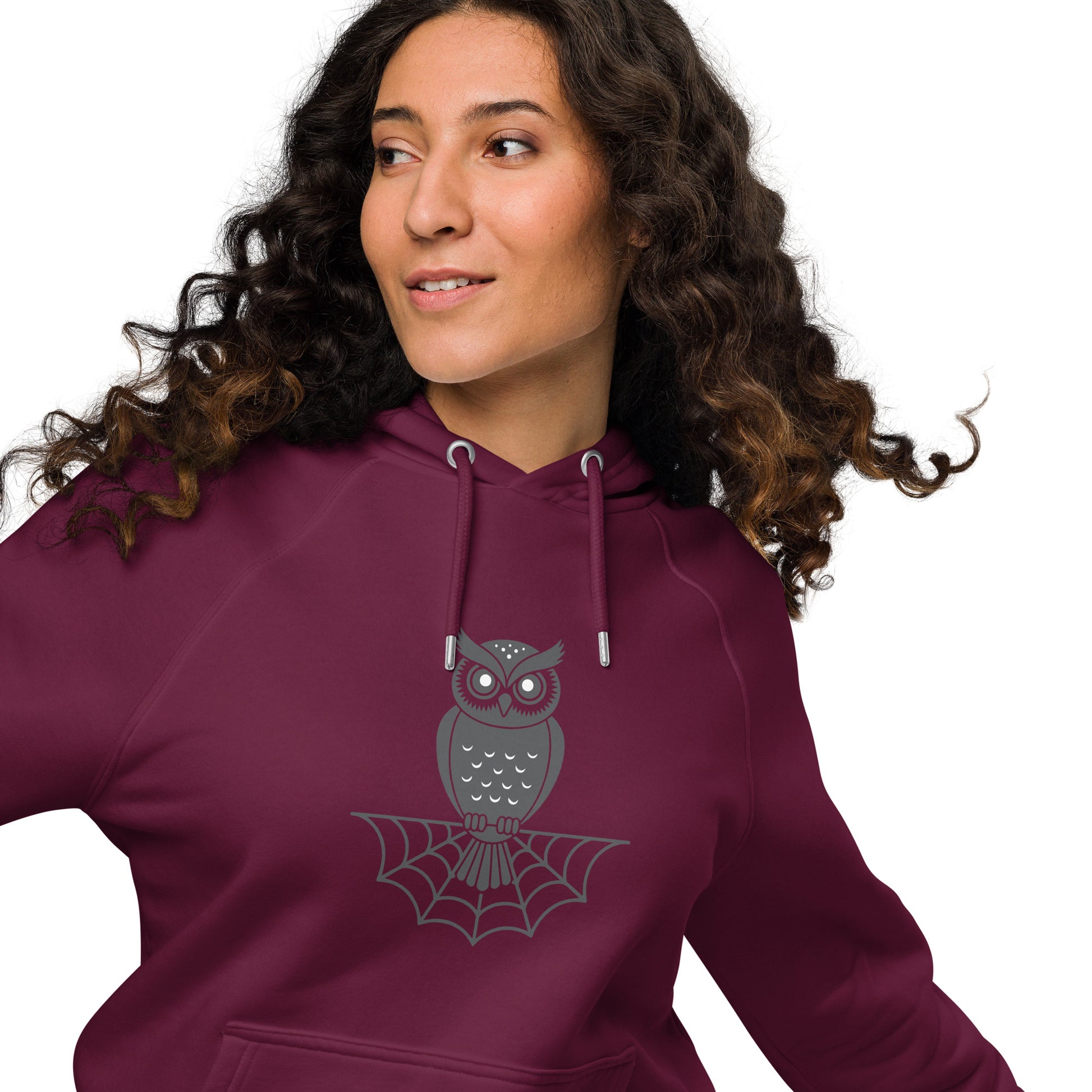 Unisex Eco Raglan Hoodie: Halloween Owl Sustainable Style USA Dudeily