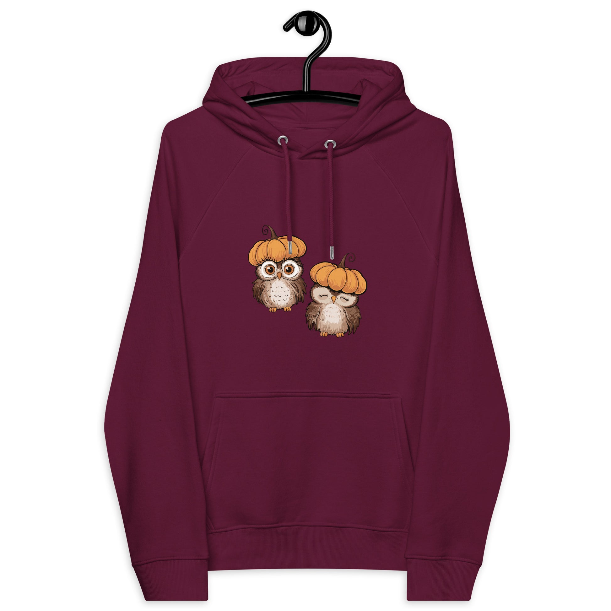 Unisex Eco Raglan Hoodie: Halloween Owl Sustainable Style USA Dudeily