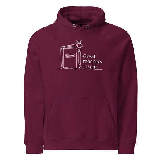 Unisex eco raglan hoodie Burgundy Dudeily