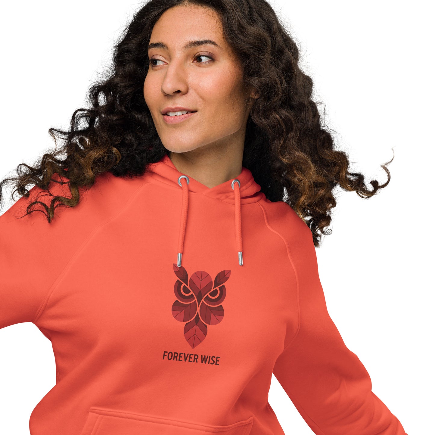 Unisex Eco Raglan Hoodie: 'Forever Wise' | Sustainable Owl Fashion USA Dudeily