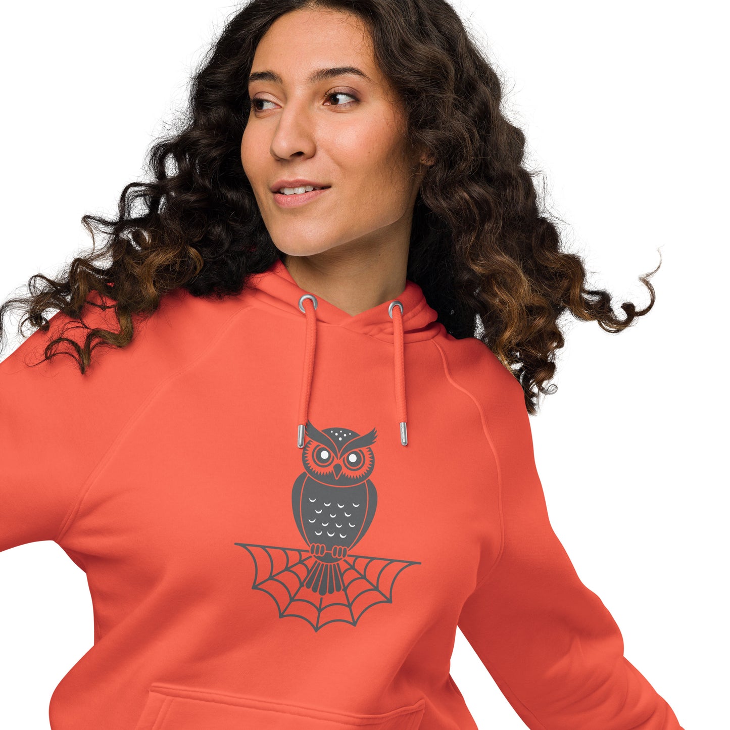 Unisex Eco Raglan Hoodie: Halloween Owl Sustainable Style USA Dudeily