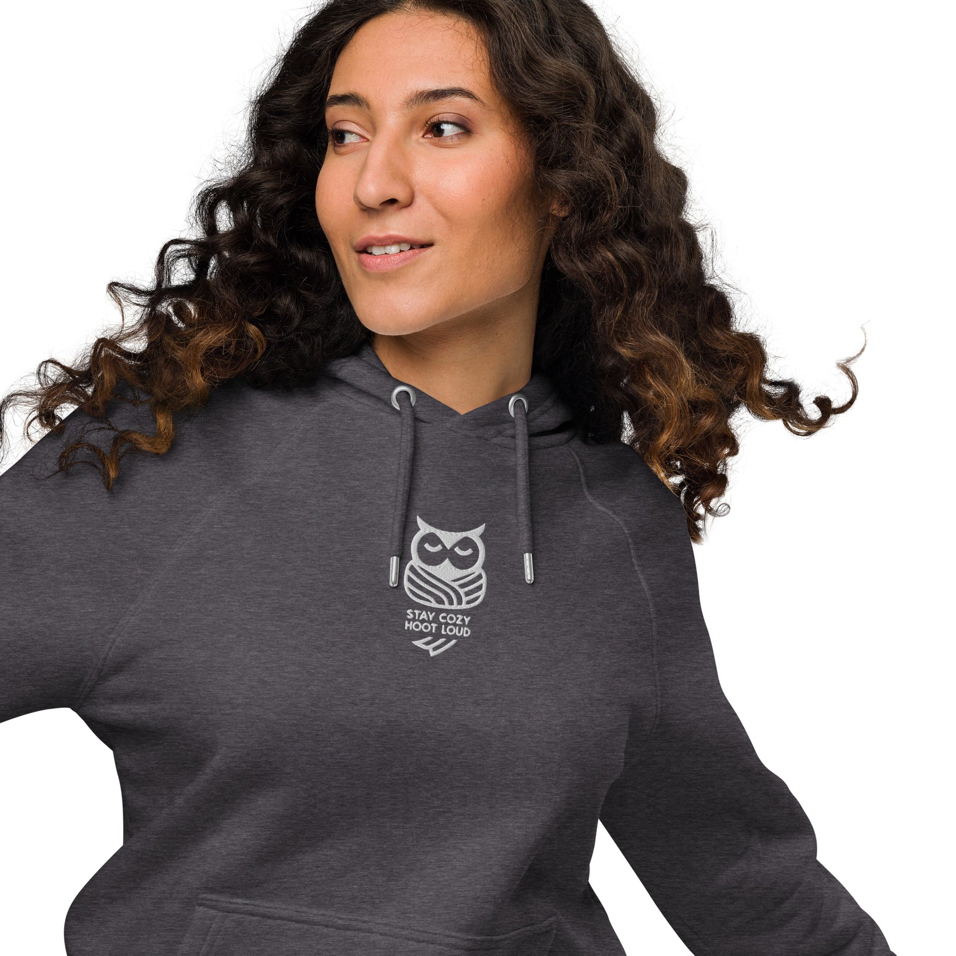 Sustainable Fashion USA | Owl Unisex Eco Raglan Hoodie: 'Stay Cozy Hoot Loud' in Fall Dudeily