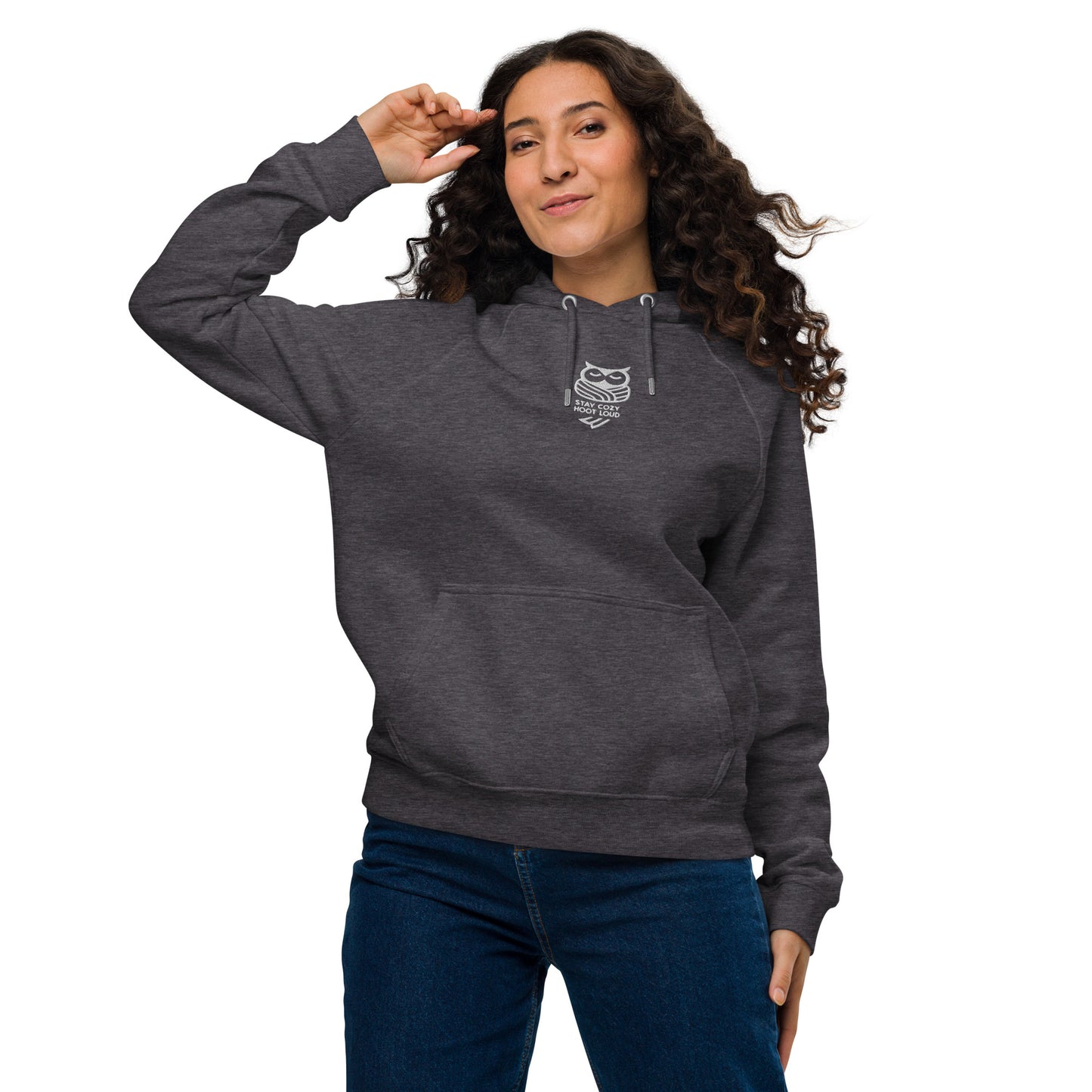 Sustainable Fashion USA-Owl Unisex Eco Raglan Hoodie: 'Stay Cozy Hoot Loud' in Fall Dudeily