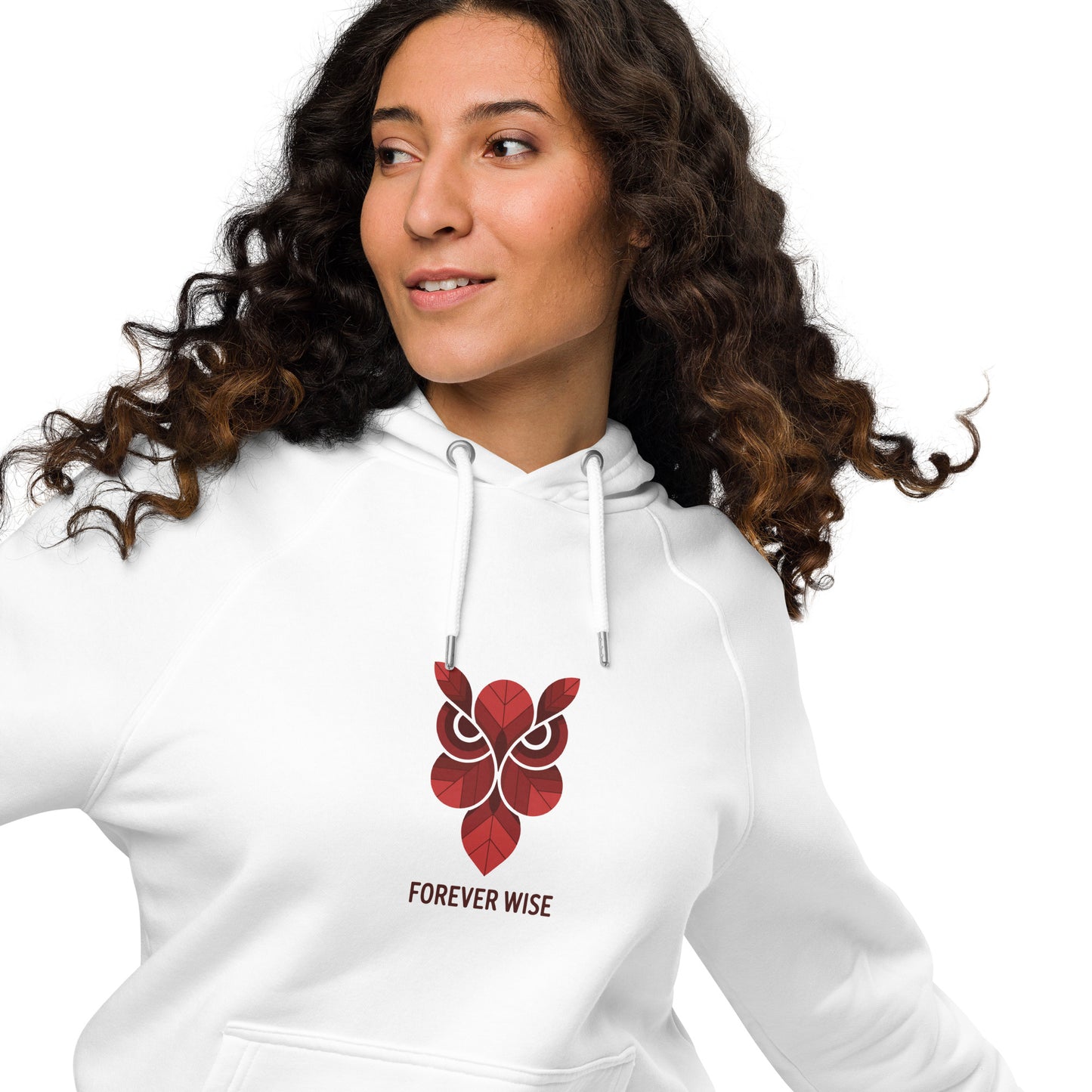 Unisex Eco Raglan Hoodie: 'Forever Wise' | Sustainable Owl Fashion USA Dudeily