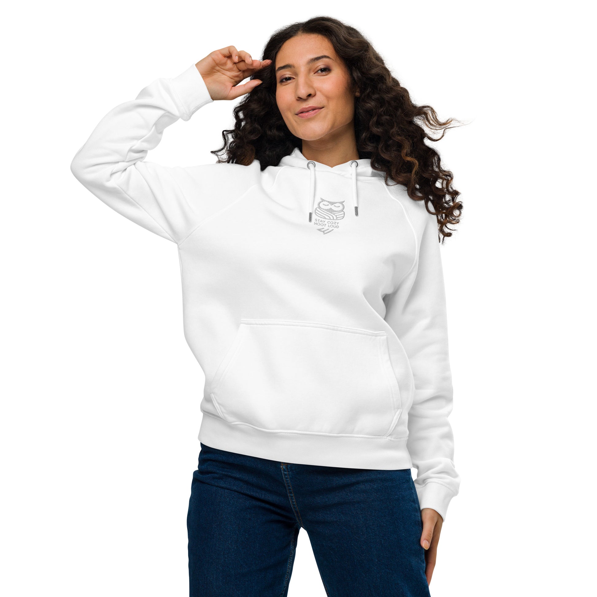 Sustainable Fashion USA-Owl Unisex Eco Raglan Hoodie: 'Stay Cozy Hoot Loud' in Fall Dudeily