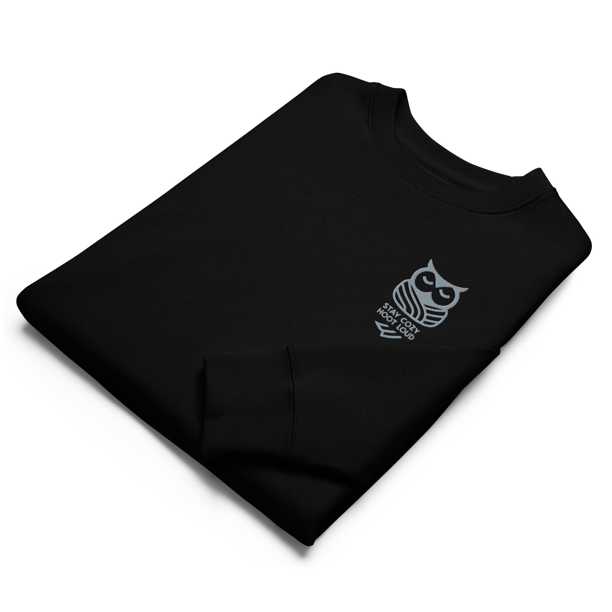 Owl Unisex Eco Sweatshirt: 'Stay Cozy Hoot Loud' in Fall | Sustainable Owl Fashion USA Dudeily