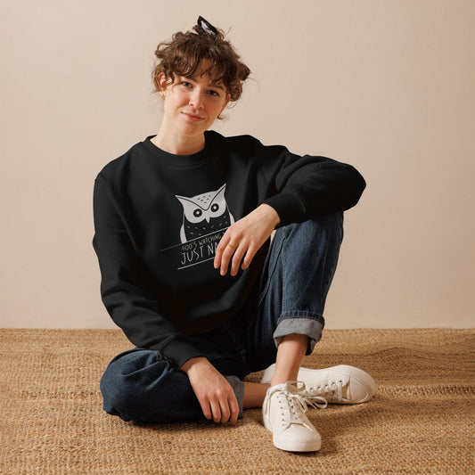 Unisex Eco Sweatshirt: 'Stay Cozy Hoot Loud' in Fall | Eco-Friendly Owl Apparel USA Dudeily