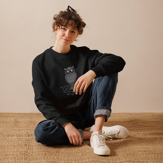 Unisex Eco Sweatshirt: Halloween Owl Cozy Sustainable Style USA Dudeily