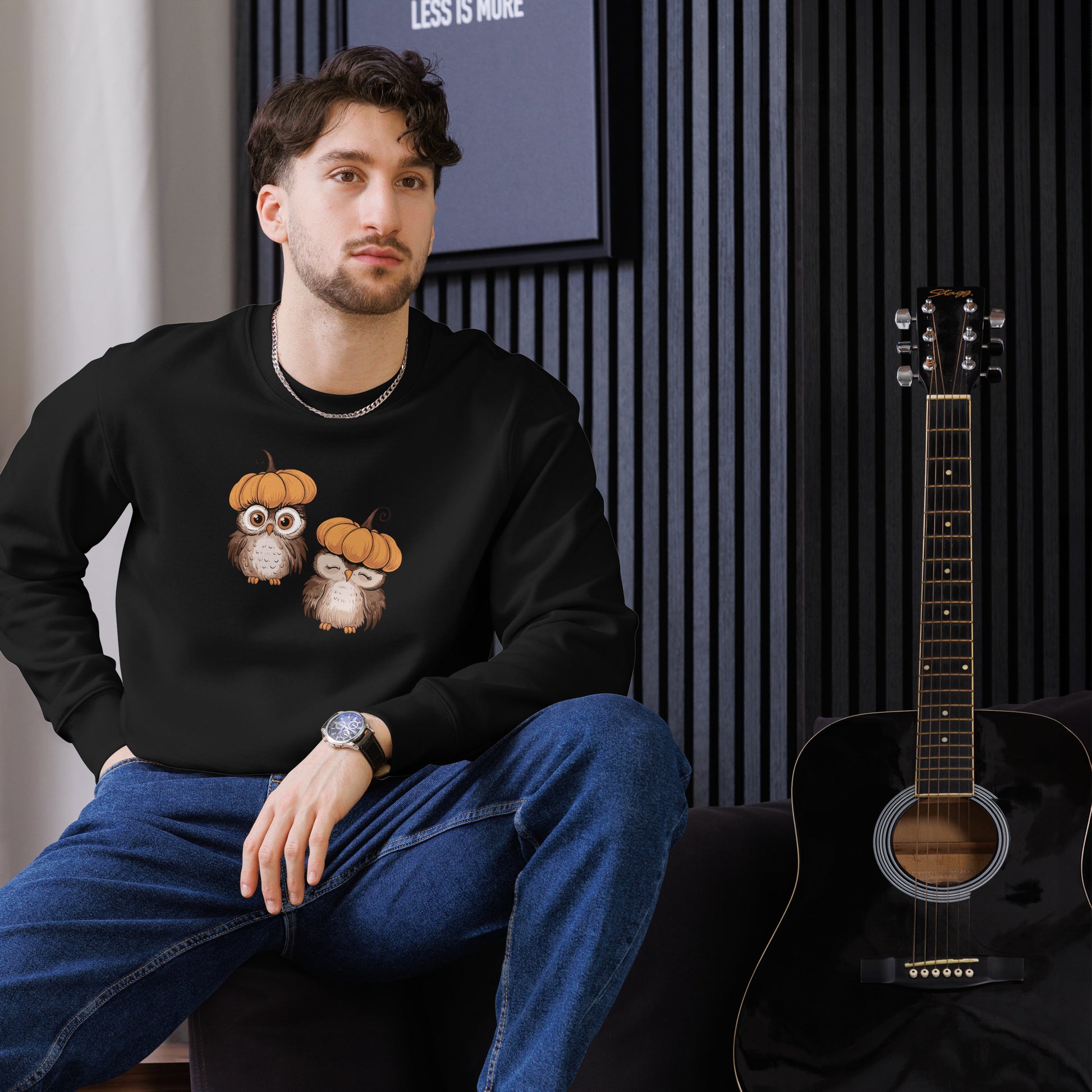 Unisex Eco Sweatshirt: Halloween Owl Sustainable & Cozy Style USA Dudeily