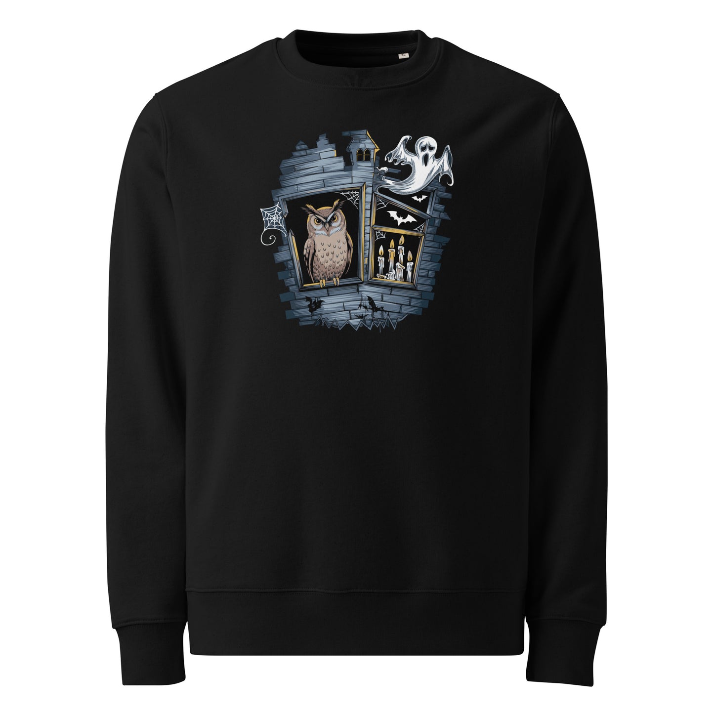 Unisex Eco Sweatshirt: Halloween Owl Cozy Sustainable Style USA Dudeily