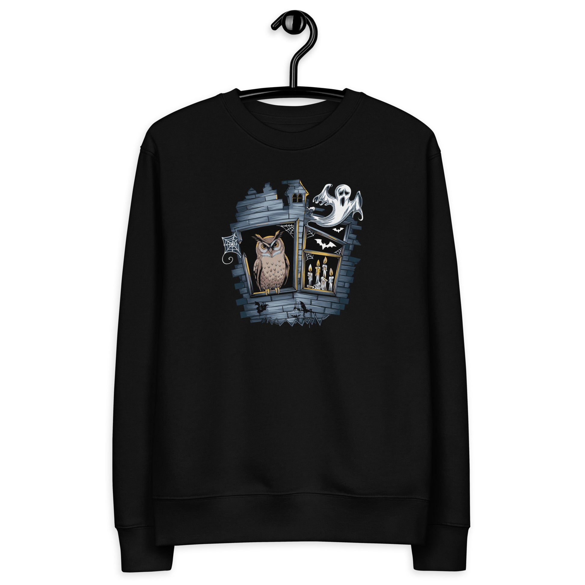 Unisex Eco Sweatshirt: Halloween Owl Cozy Sustainable Style USA Dudeily
