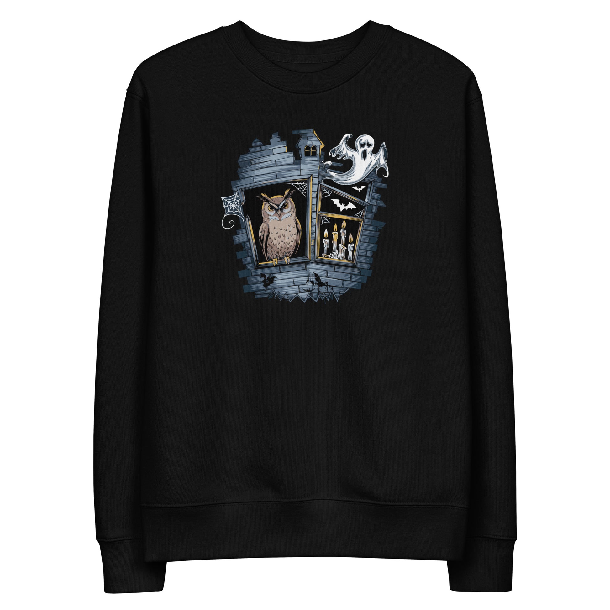 Unisex Eco Sweatshirt: Halloween Owl Cozy Sustainable Style USA Dudeily