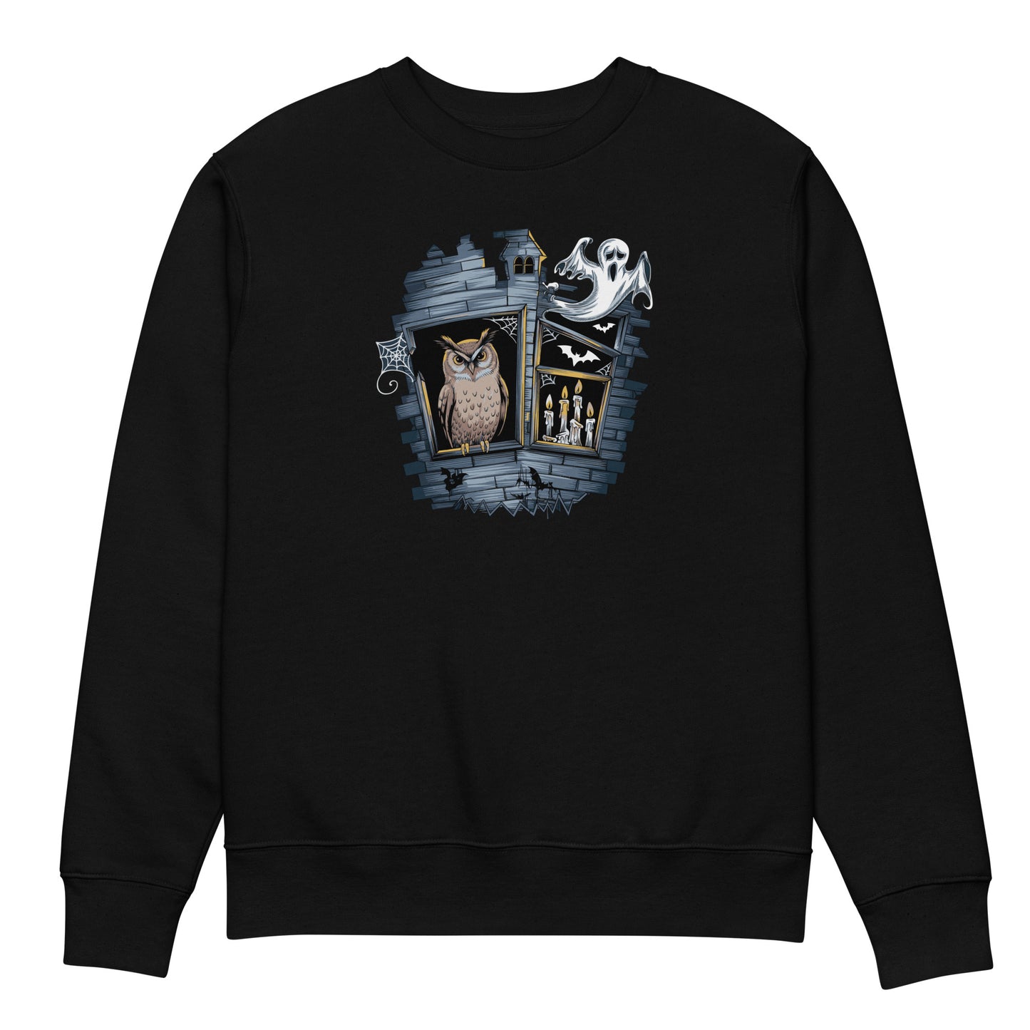 Unisex Eco Sweatshirt: Halloween Owl Cozy Sustainable Style USA Dudeily