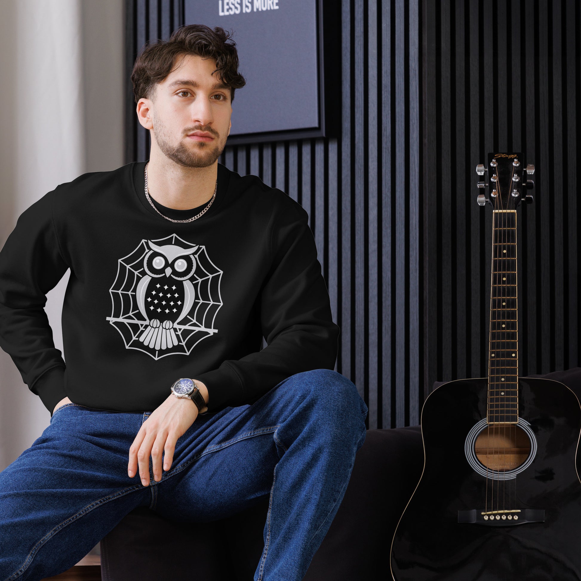 Unisex Eco Sweatshirt: Halloween Owl Cozy Sustainable Style USA Dudeily