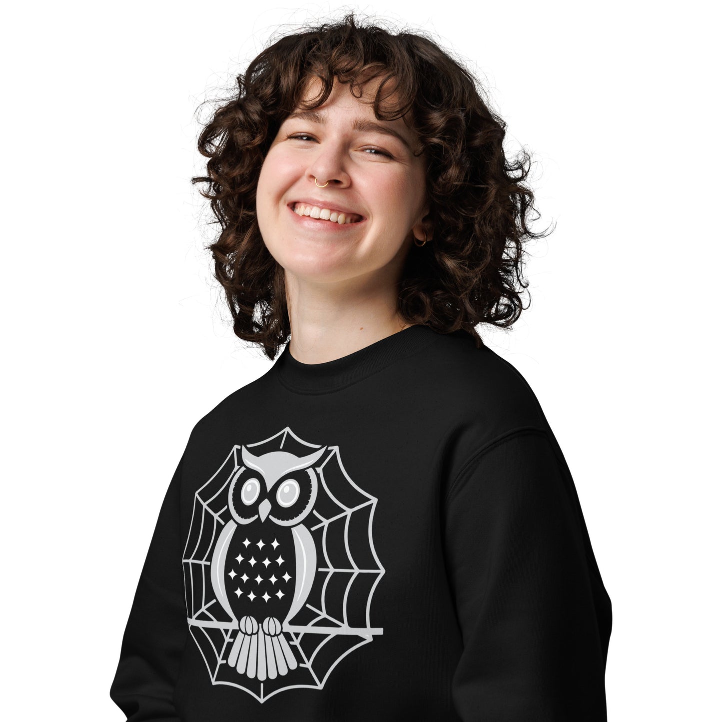 Unisex Eco Sweatshirt: Halloween Owl Cozy Sustainable Style USA Dudeily