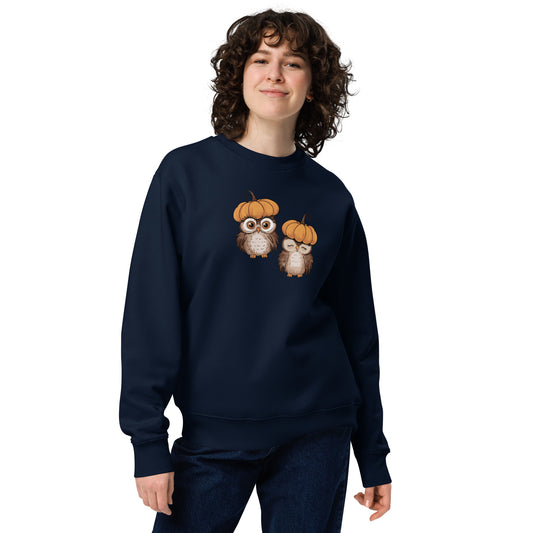 Unisex Eco Sweatshirt: Halloween Owl Sustainable & Cozy Style USA French Navy Dudeily