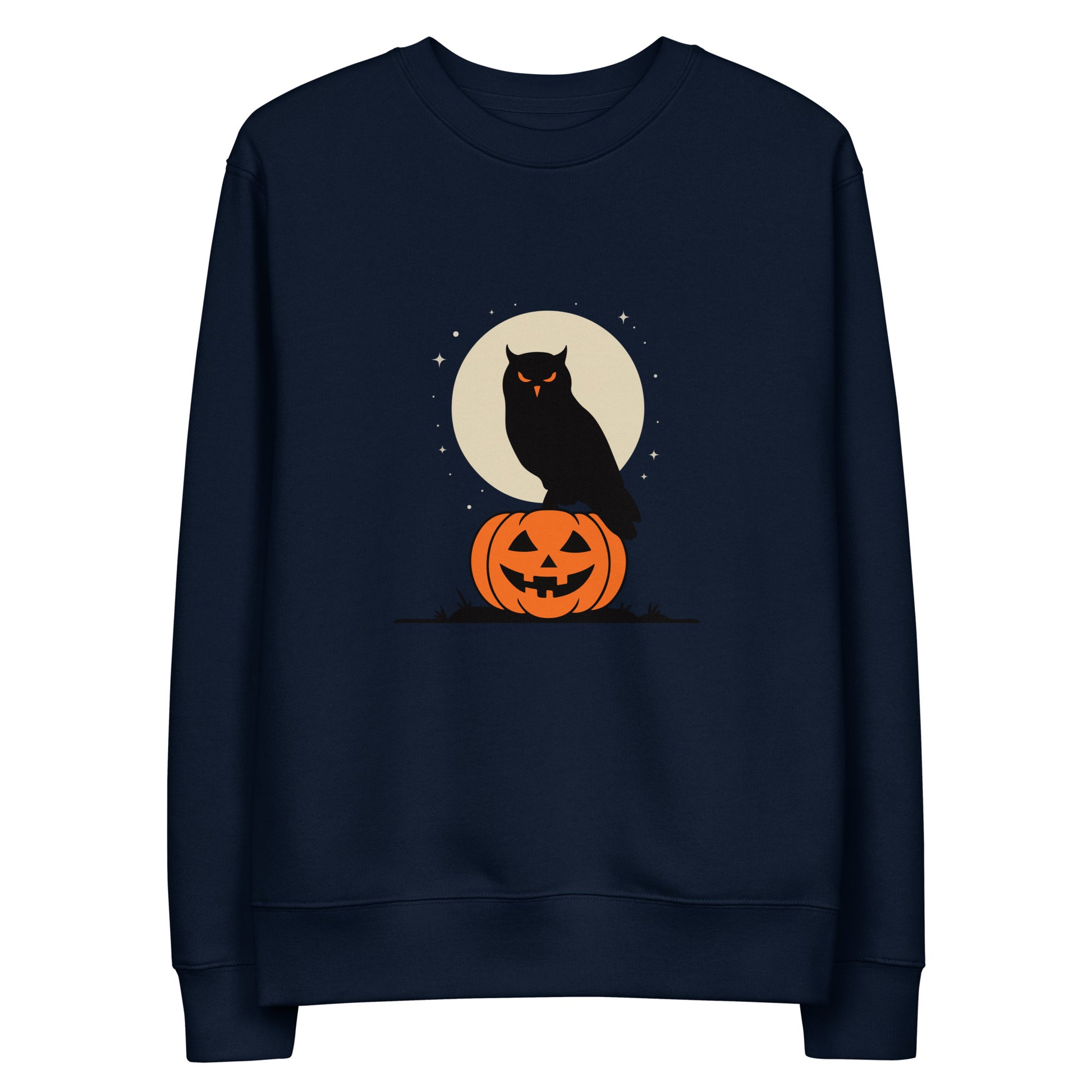 Unisex Eco Sweatshirt: Halloween Owl Cozy Sustainable Style USA Dudeily