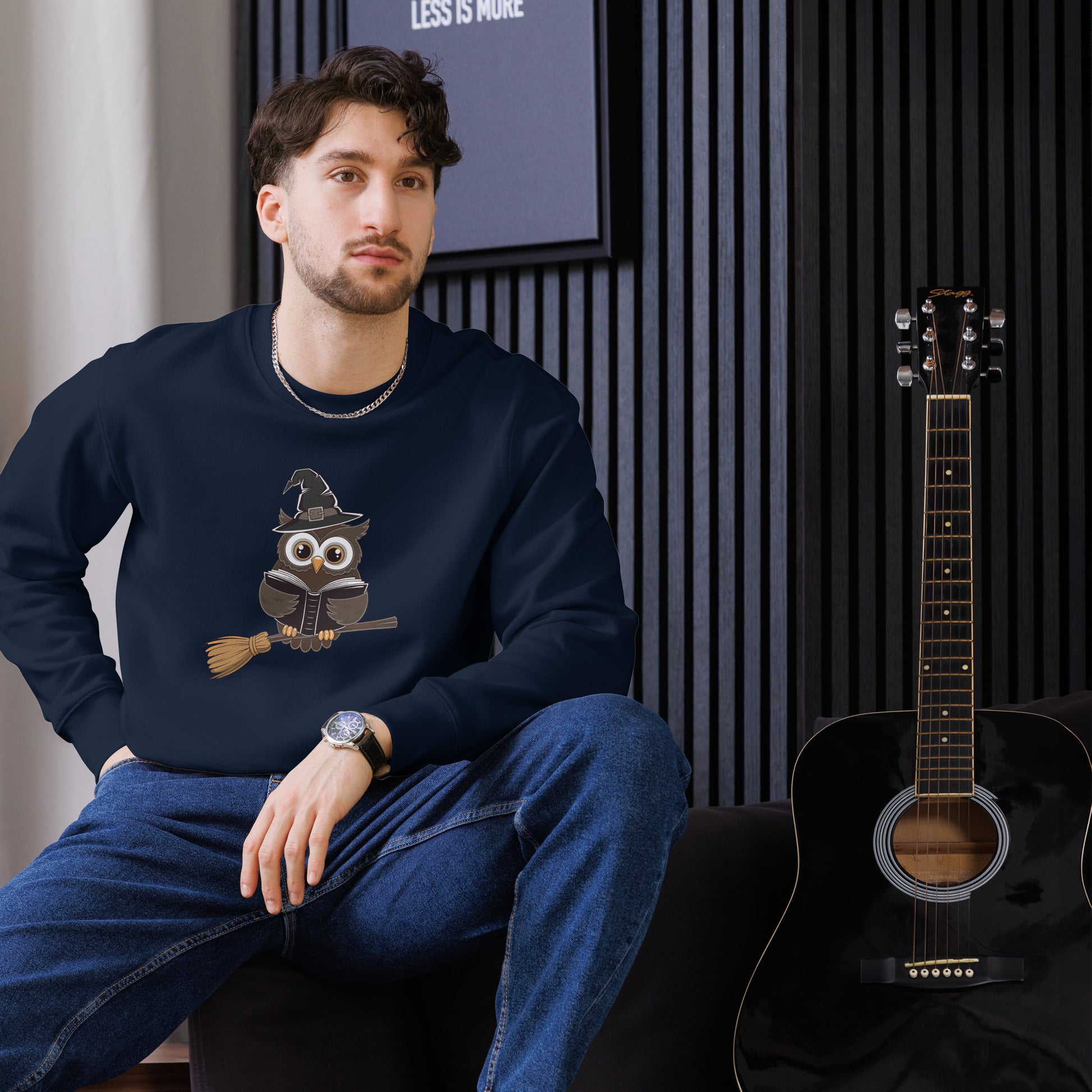 Unisex Eco Sweatshirt: Halloween Owl Cozy Sustainable Style USA Dudeily