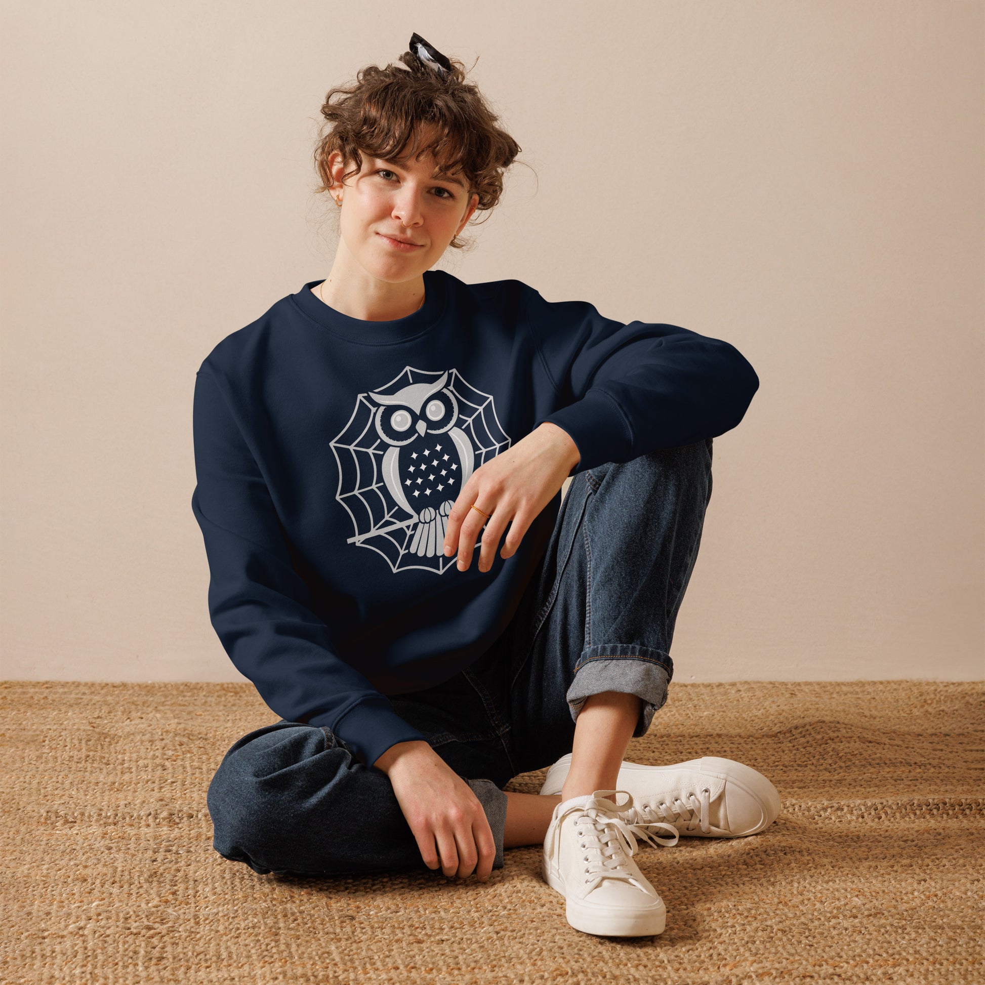 Unisex Eco Sweatshirt: Halloween Owl Cozy Sustainable Style USA Dudeily