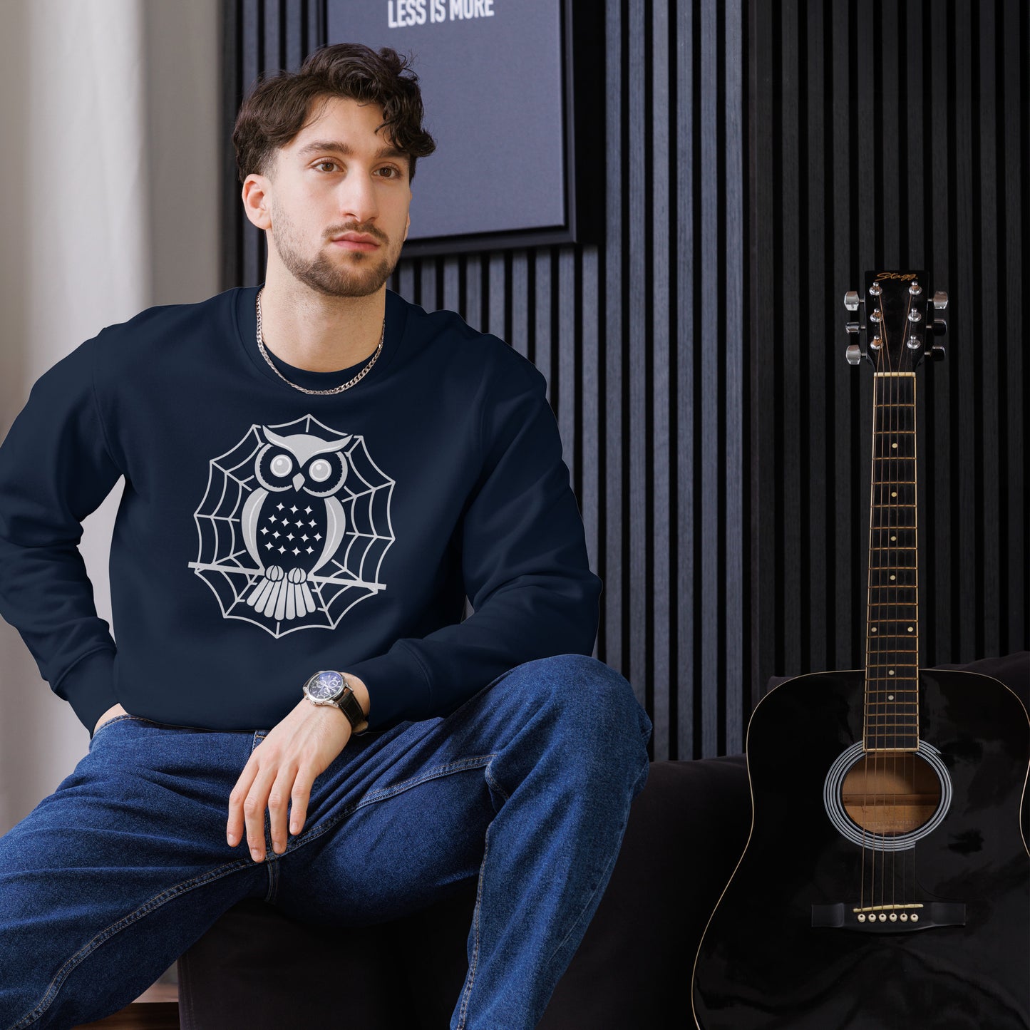 Unisex Eco Sweatshirt: Halloween Owl Cozy Sustainable Style USA Dudeily
