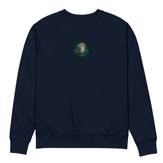 Unisex Eco Sweatshirt – Forest Owl Print | Eco-Friendly Owl Clothing French Navy Dudeily